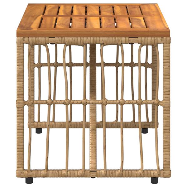 Grote foto vidaxl buiten tafel naturel 80 x 40 x 40 cm staal en poly rattan tuin en terras tuinmeubelen