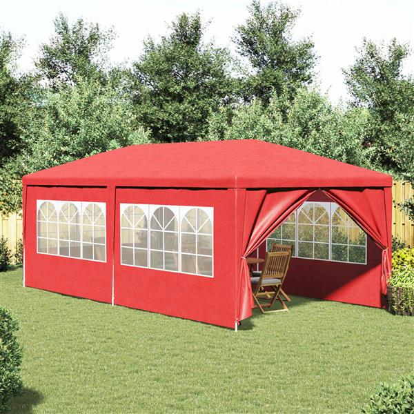 Grote foto vidaxl partytent rood 600 x 300 x 255 cm pe en staal tuin en terras overige tuin en terras