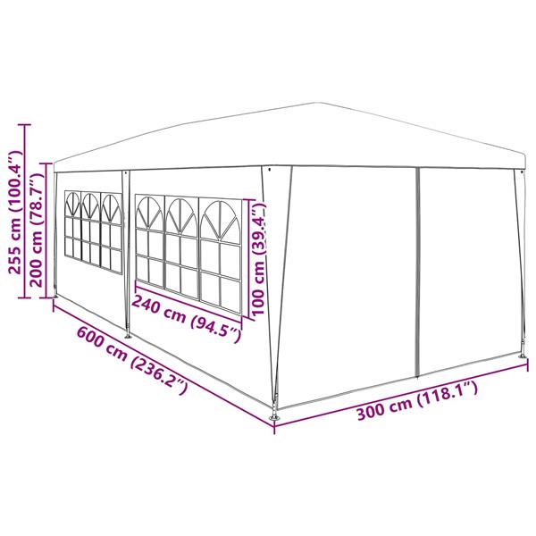 Grote foto vidaxl partytent rood 600 x 300 x 255 cm pe en staal tuin en terras overige tuin en terras