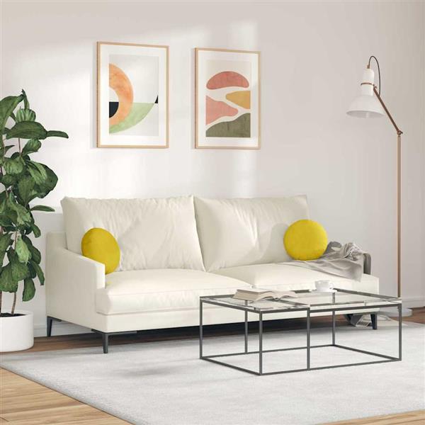 Grote foto vidaxl zitkussens 2 pcs geel 30 x 13 cm fluweel huis en inrichting woningdecoratie