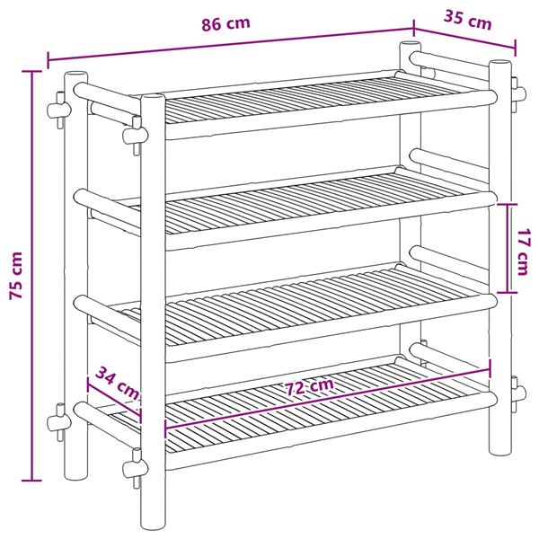 Grote foto vidaxl schoenenrek met plank naturel 4 laags bamboe huis en inrichting overige