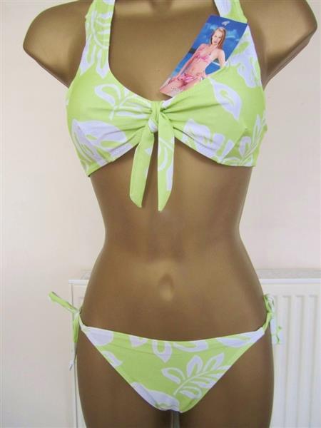 Grote foto mooie 3 delige bikini in pistache en wit kleding dames badmode en zwemkleding