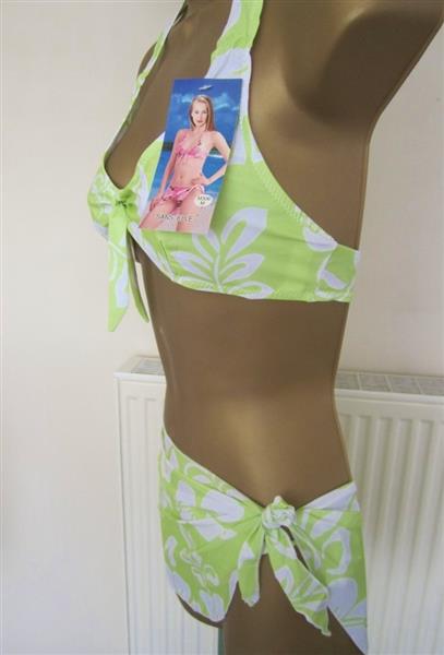 Grote foto mooie 3 delige bikini in pistache en wit kleding dames badmode en zwemkleding