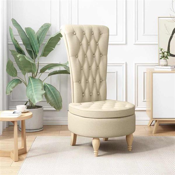 Grote foto vidaxl slipper stoel cr me 56 5 x 70 x 110 cm stof huis en inrichting stoelen