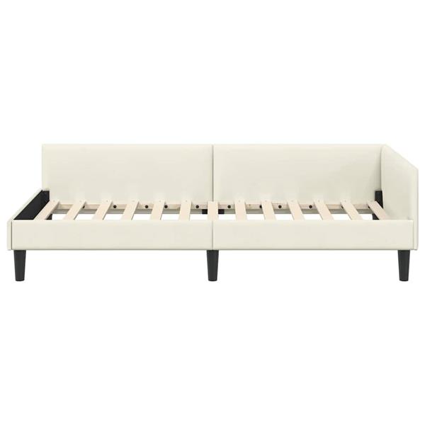 Grote foto vidaxl hoekbedframe met hoofdeinde cr me 90 cm x 200 cm fluweel antiek en kunst stoelen en banken
