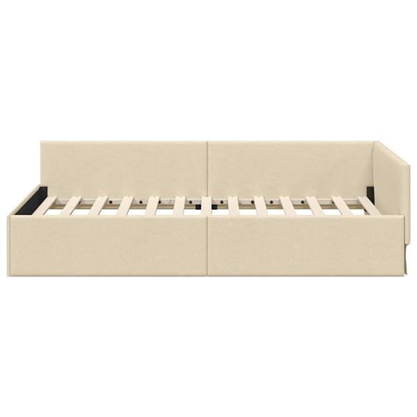 Grote foto vidaxl hoekbedframe met hoofdeinde cr me 80 cm x 200 cm stof antiek en kunst stoelen en banken