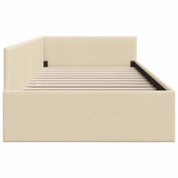 Grote foto vidaxl hoekbedframe met hoofdeinde cr me 80 cm x 200 cm stof antiek en kunst stoelen en banken