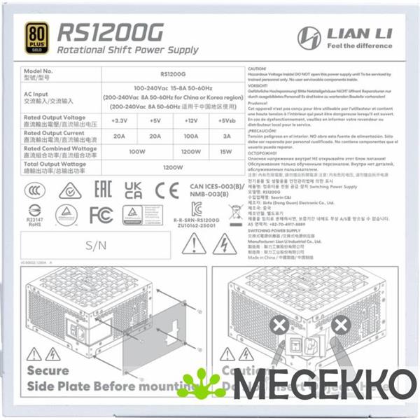 Grote foto lian li rotational shift gold 1200w white with hub computers en software overige