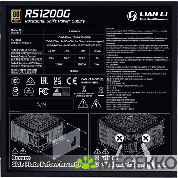 Grote foto lian li rotational shift gold 1200w black with hub computers en software overige