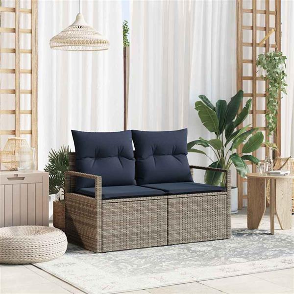 Grote foto vidaxl tuinbank met kussen 120 x 62 x 69 cm poly rattan tuin en terras tuinmeubelen