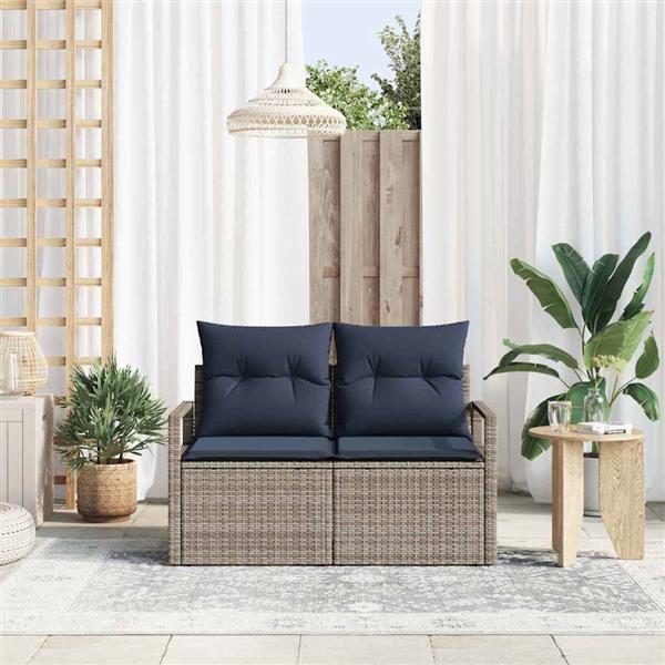 Grote foto vidaxl tuinbank met kussen 120 x 62 x 69 cm poly rattan tuin en terras tuinmeubelen