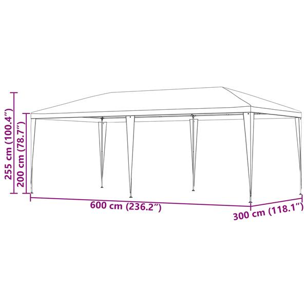 Grote foto vidaxl partytent rood 600 x 300 x 255 cm pe en staal tuin en terras overige tuin en terras