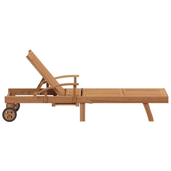 Grote foto vidaxl ligbed met kussen bruin 195 x 59 x 78 5 cm massief teakhout tuin en terras tuinmeubelen