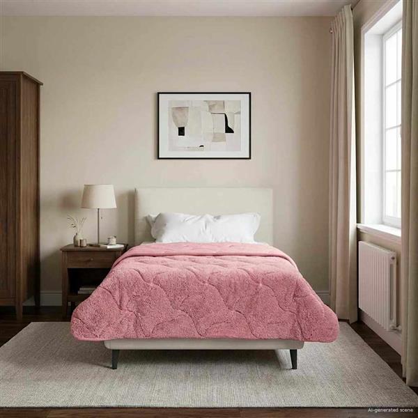 Grote foto vidaxl zomer dekbed roze 155 x 220 cm microfiber en teddy fleece huis en inrichting bedden