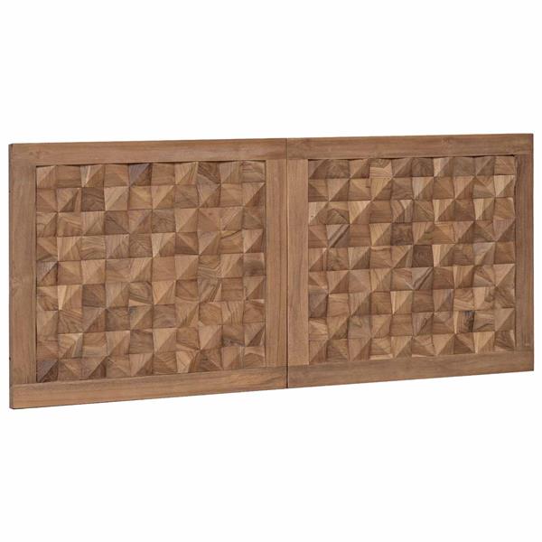 Grote foto vidaxl hoofdbord wandgemonteerd naturel 120 cm massief teakhout antiek en kunst stoelen en banken