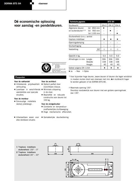 Grote foto dorma vloerveer bts84 bts80 bts75v rts85 dc420 doe het zelf en verbouw hang en sluitwerk