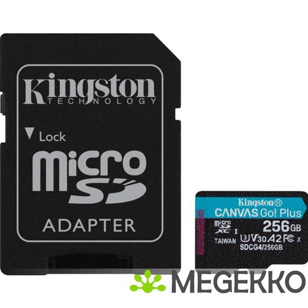 Grote foto kingston technology 256gb microsdxc canvas go plus gen4 200mb s a2 u3 v30 kaart adapter computers en software harde schijven