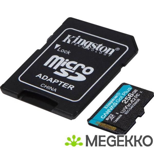 Grote foto kingston technology 256gb microsdxc canvas go plus gen4 200mb s a2 u3 v30 kaart adapter computers en software harde schijven