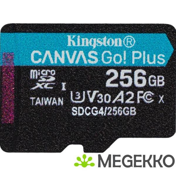 Grote foto kingston technology 256gb microsdxc canvas go plus gen4 200mb s a2 u3 v30 kaart adapter computers en software harde schijven