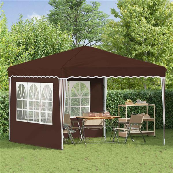Grote foto vidaxl pop up feesttent bruin 288 x 288 x 245 cm oxford stof tuin en terras overige tuin en terras
