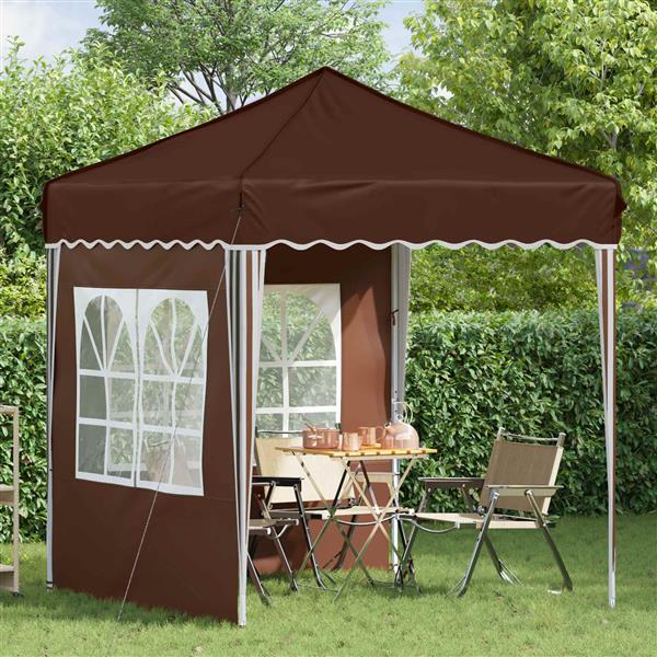 Grote foto vidaxl pop up feesttent bruin 195 x 195 x 245 cm oxford stof tuin en terras overige tuin en terras