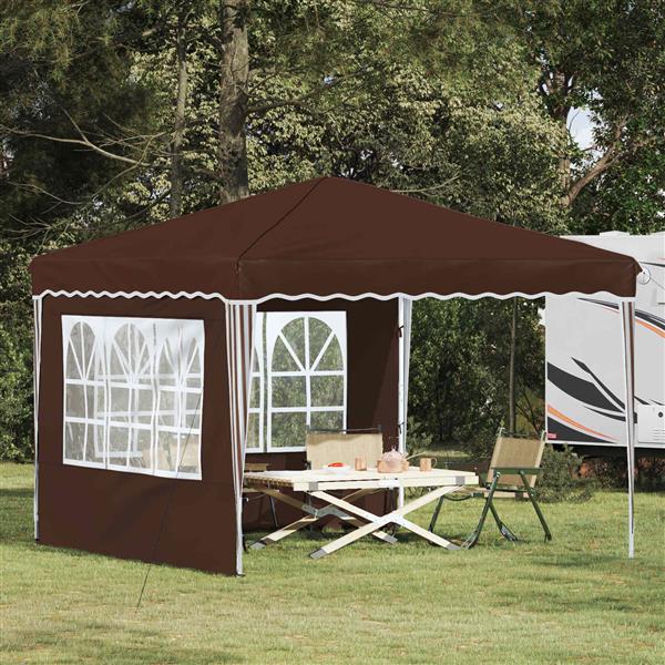 Grote foto vidaxl pop up feesttent bruin 288 x 288 x 245 cm oxford stof tuin en terras overige tuin en terras