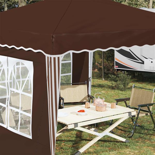 Grote foto vidaxl pop up feesttent bruin 288 x 288 x 245 cm oxford stof tuin en terras overige tuin en terras