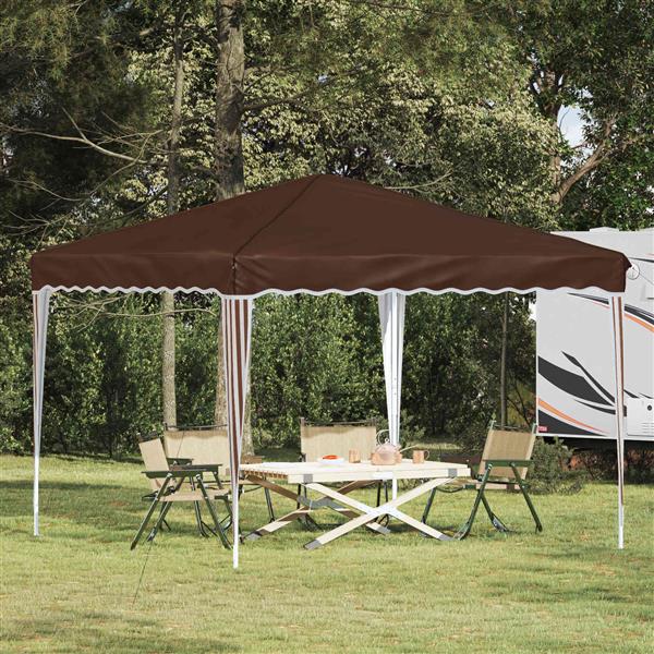 Grote foto vidaxl pop up feesttent bruin 288 x 288 x 245 cm oxford stof tuin en terras overige tuin en terras