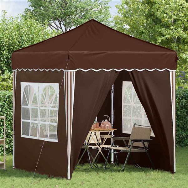 Grote foto vidaxl pop up feesttent bruin 195 x 195 x 245 cm oxford stof tuin en terras overige tuin en terras