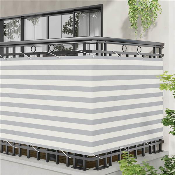 Grote foto vidaxl balkon scherm lichtgrijs en wit. 120 x 600 cm tuin en terras overige tuin en terras