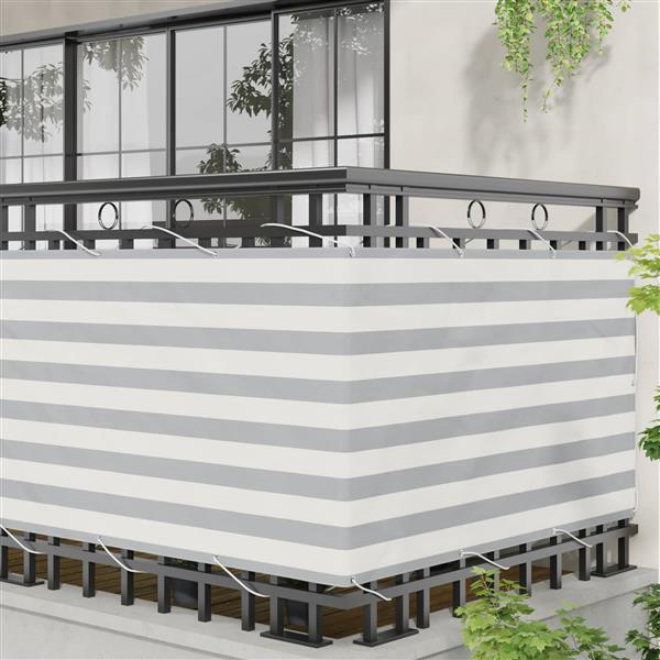 Grote foto vidaxl balkon scherm lichtgrijs en wit. 90 x 200 cm tuin en terras overige tuin en terras