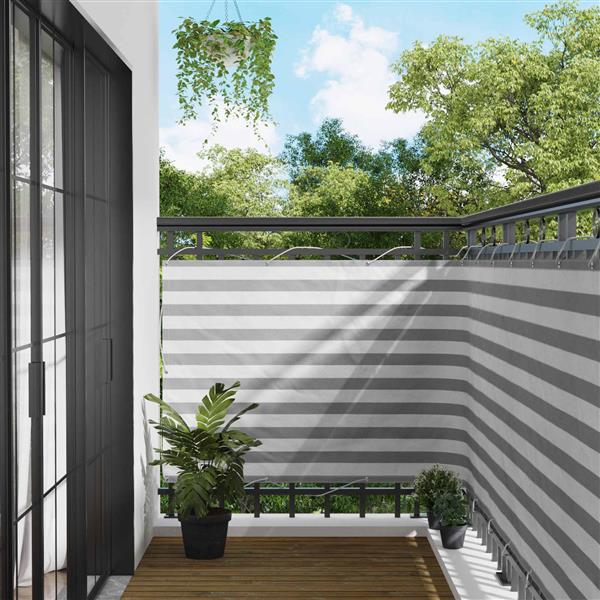 Grote foto vidaxl balkon scherm lichtgrijs en wit. 120 x 1000 cm tuin en terras overige tuin en terras