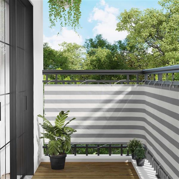 Grote foto vidaxl balkon scherm lichtgrijs en wit. 100 x 500 cm oxford stof tuin en terras overige tuin en terras