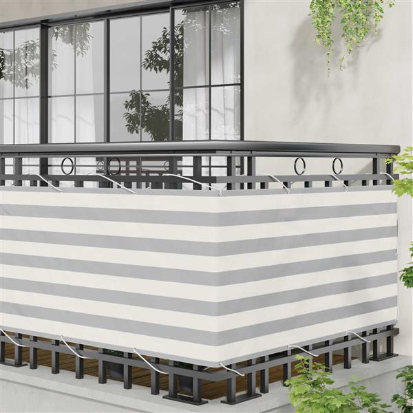 Grote foto vidaxl balkon scherm lichtgrijs en wit. 75 x 500 cm tuin en terras overige tuin en terras