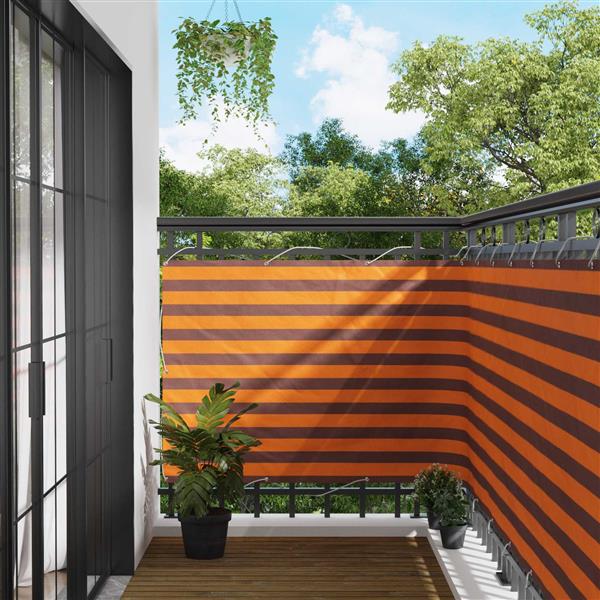 Grote foto vidaxl balkon scherm oranje en bruin 120 x 200 cm pu gecoat oxford alu tuin en terras overige tuin en terras