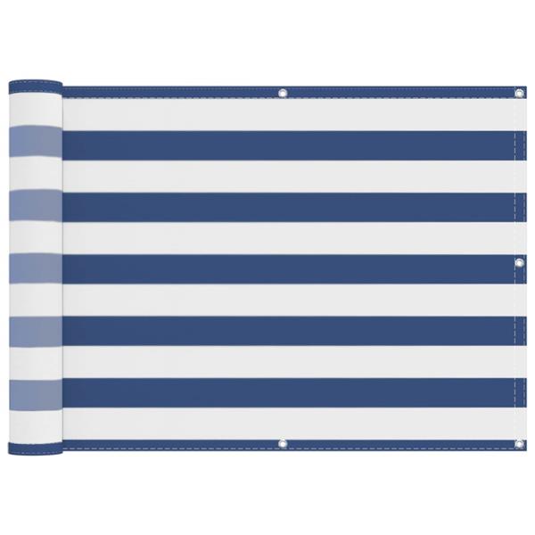 Grote foto vidaxl balkon scherm blauw en wit 75 x 200 cm pu gecoat oxford alu tuin en terras overige tuin en terras