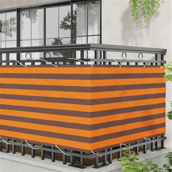 Grote foto vidaxl balkon scherm oranje en bruin 100 x 800 cm oxford stof tuin en terras overige tuin en terras