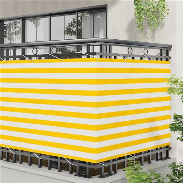 Grote foto vidaxl balkon scherm geel en wit 120 x 200 cm pu gecoat oxford alu tuin en terras overige tuin en terras