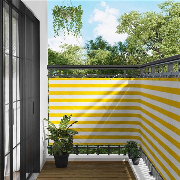 Grote foto vidaxl balkon scherm geel en wit 110 x 500 cm oxford stof tuin en terras overige tuin en terras