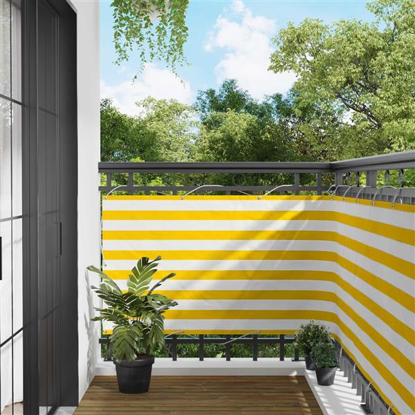 Grote foto vidaxl balkon scherm geel en wit 100 x 400 cm oxford stof tuin en terras overige tuin en terras