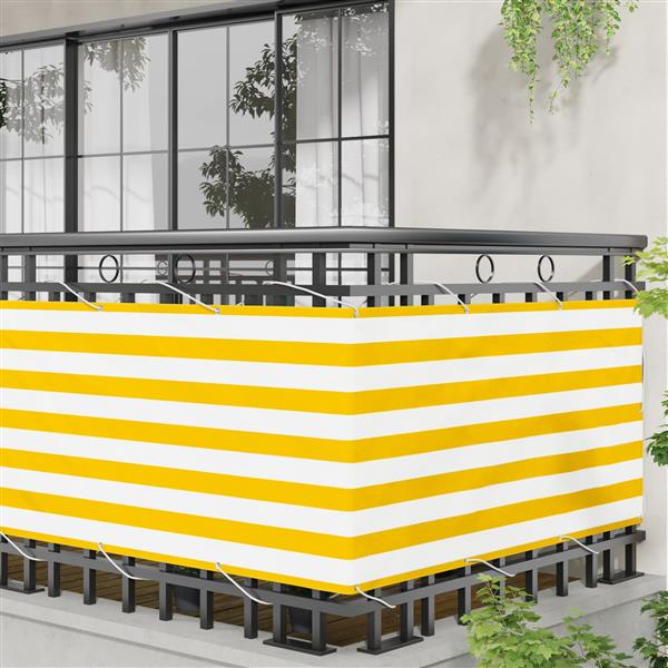 Grote foto vidaxl balkon scherm geel en wit 75 x 200 cm pu gecoat oxford alu tuin en terras overige tuin en terras
