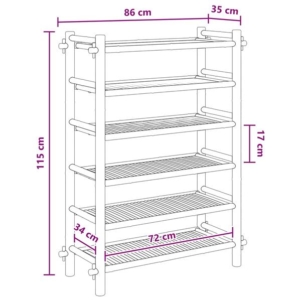 Grote foto vidaxl schoenenrek met plank naturel 6 laags bamboe huis en inrichting overige