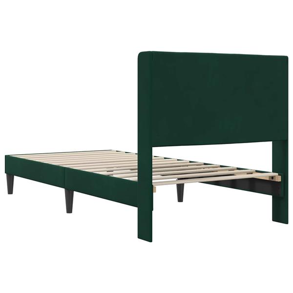 Grote foto vidaxl bedframe met hoofdeinde donkergroen 90 x 190 cm fluweel antiek en kunst stoelen en banken