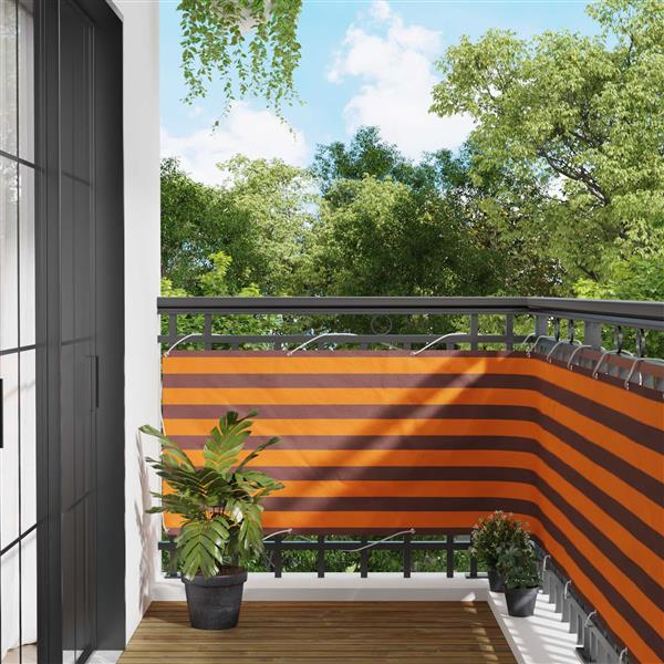 Grote foto vidaxl balkon scherm oranje en bruin 75 x 200 cm pu gecoat oxford alu tuin en terras overige tuin en terras