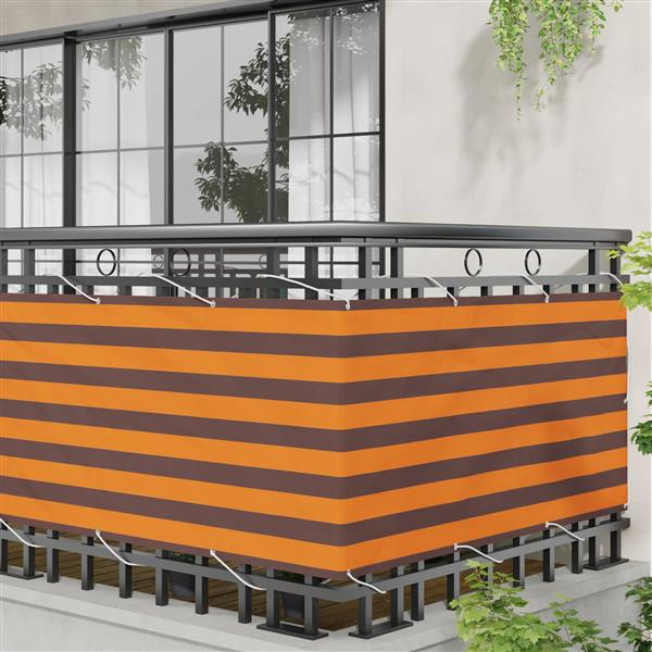 Grote foto vidaxl balkon scherm oranje en bruin 75 x 200 cm pu gecoat oxford alu tuin en terras overige tuin en terras