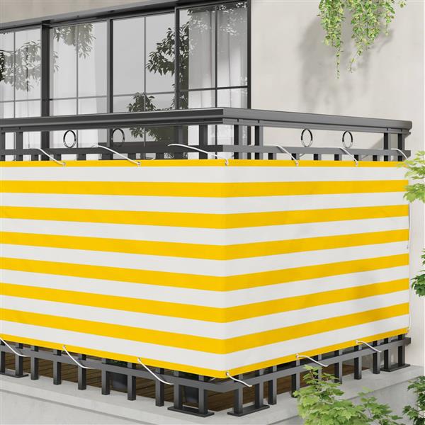Grote foto vidaxl balkon scherm geel en wit 100 x 1000 cm oxford stof tuin en terras overige tuin en terras