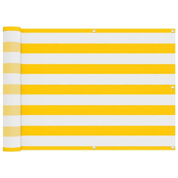Grote foto vidaxl balkon scherm geel en wit 75 x 200 cm pu gecoat oxford alu tuin en terras overige tuin en terras