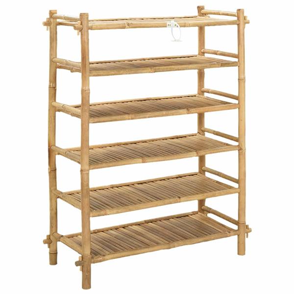Grote foto vidaxl schoenenrek met plank naturel 6 laags bamboe huis en inrichting overige