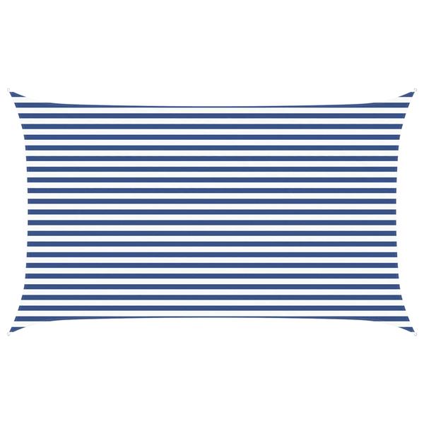 Grote foto vidaxl zonneschaduwzeil blauw en wit 5 x 3 m 100 polyester oxford tuin en terras overige tuin en terras