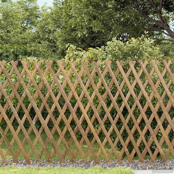 Grote foto vidaxl uitschuifbaar plantenrek 2 pcs licht bruin 100 x 105 cm bamboe tuin en terras hekken en schuttingen